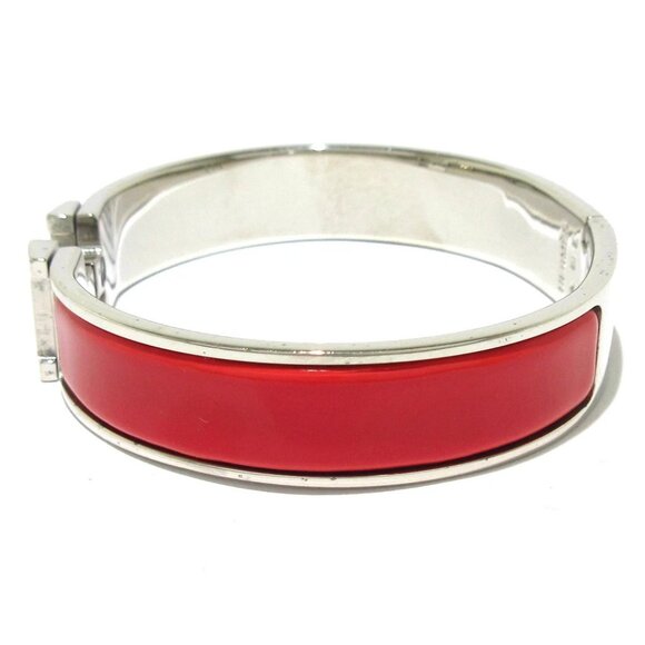 Auth HERMES Clic H Silver Red Hardware Bangle - Picture 4 of 7